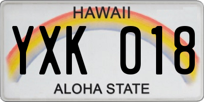 HI license plate YXK018