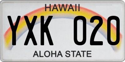 HI license plate YXK020