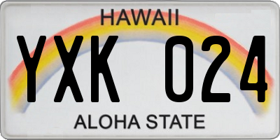 HI license plate YXK024