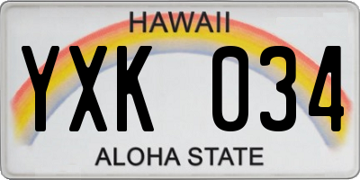 HI license plate YXK034