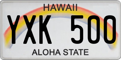 HI license plate YXK500