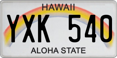 HI license plate YXK540
