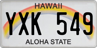 HI license plate YXK549