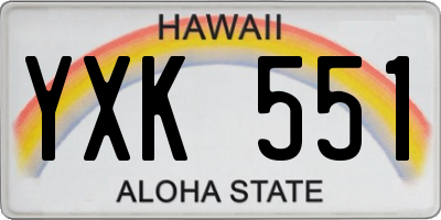 HI license plate YXK551