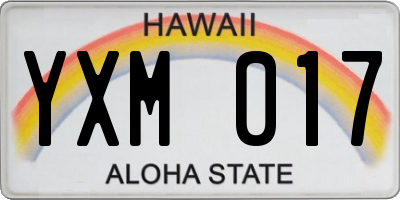 HI license plate YXM017