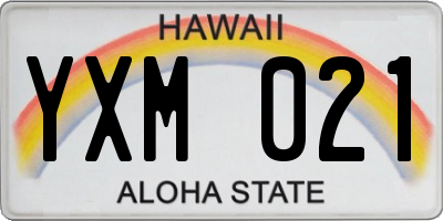 HI license plate YXM021