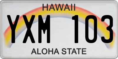 HI license plate YXM103