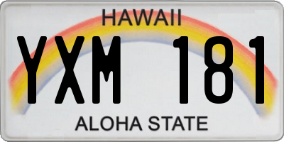 HI license plate YXM181
