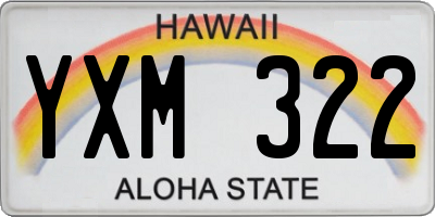 HI license plate YXM322