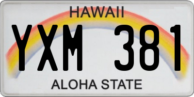 HI license plate YXM381