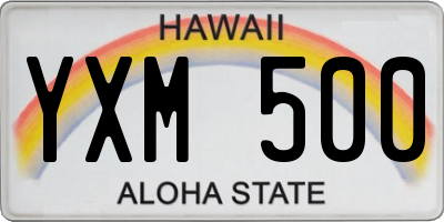 HI license plate YXM500