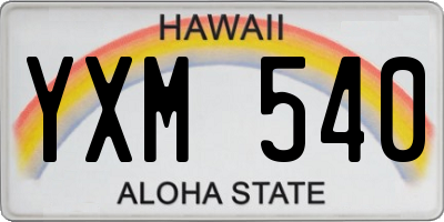 HI license plate YXM540