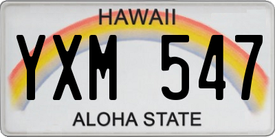 HI license plate YXM547