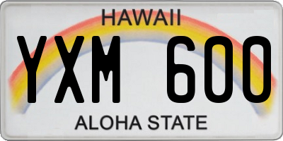 HI license plate YXM600