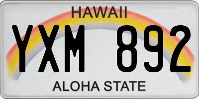 HI license plate YXM892