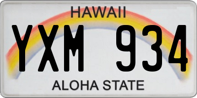 HI license plate YXM934