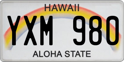 HI license plate YXM980