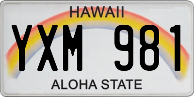 HI license plate YXM981