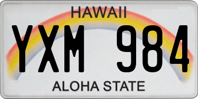 HI license plate YXM984