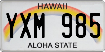 HI license plate YXM985