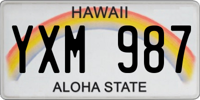 HI license plate YXM987