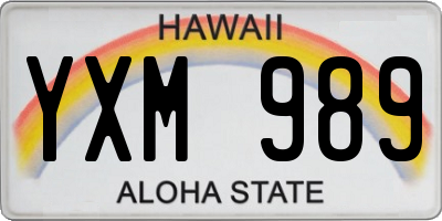 HI license plate YXM989