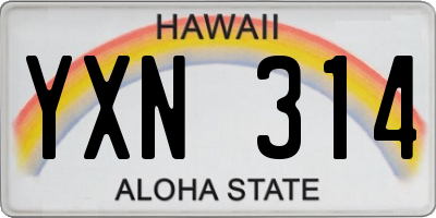 HI license plate YXN314