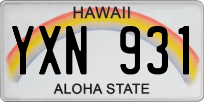 HI license plate YXN931