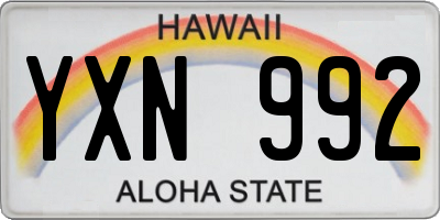 HI license plate YXN992