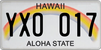 HI license plate YXO017