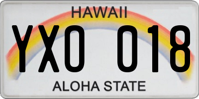 HI license plate YXO018