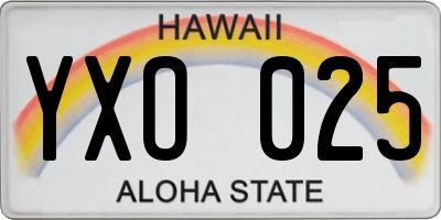 HI license plate YXO025