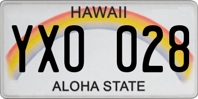 HI license plate YXO028