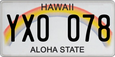 HI license plate YXO078