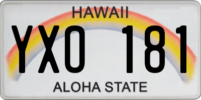 HI license plate YXO181