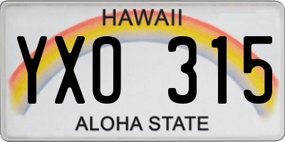 HI license plate YXO315