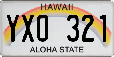 HI license plate YXO321