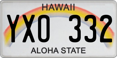 HI license plate YXO332