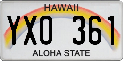 HI license plate YXO361