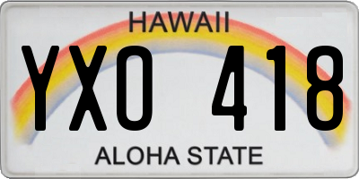 HI license plate YXO418