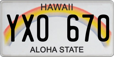 HI license plate YXO670