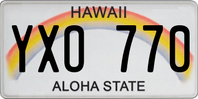 HI license plate YXO770