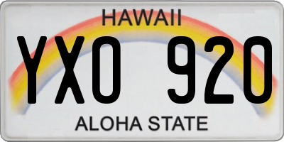 HI license plate YXO920