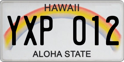 HI license plate YXP012