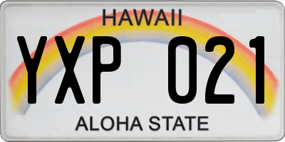 HI license plate YXP021