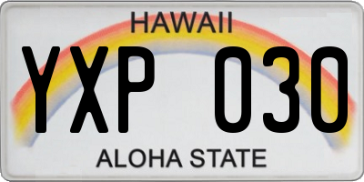 HI license plate YXP030