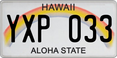 HI license plate YXP033