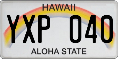 HI license plate YXP040