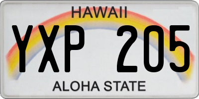 HI license plate YXP205