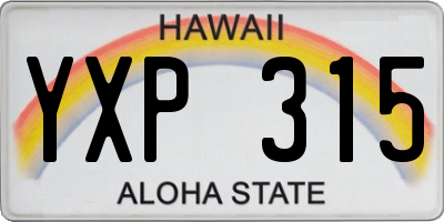 HI license plate YXP315